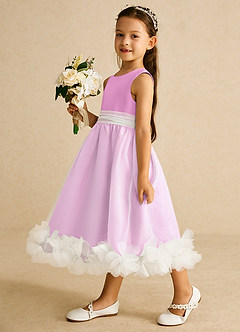 Azazie Stardust Flower Girl Dresses Candy Pink A-Line Sleeveless Organza Dress image3