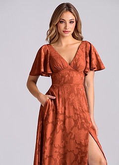 Azazie Kimber Suknie dla druhen Linia A z kieszeniami Kwiatowe wypalenie Do ziemi Sukienka image9