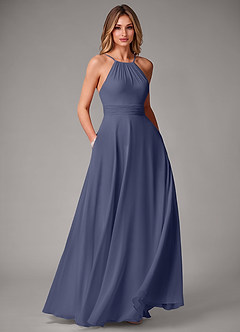 Azazie Amalia Bridesmaid Dresses Stormy A-Line Pleated Chiffon Dress image1
