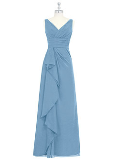 Azazie Julianna Jurken voor bruidsmeisjes Jurk van Chiffon met A-Lijn Staal Blauw image6