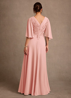 Azazie Tilda Kleider für die Brautmutter A-Linie Spitze Chiffon Kleid Rosettenrosa image2