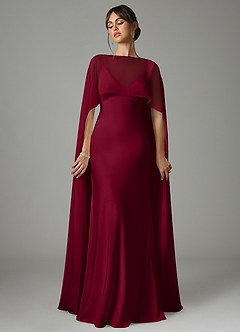 Azazie Stefania Bridesmaid Dresses Burgundy A-Line Stretch Satin Dress image1