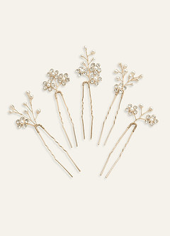 front Rhinestone Floral Cluster Hairpin Set