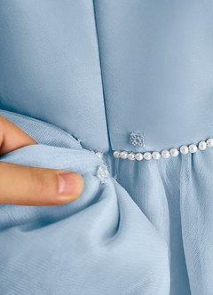 Azazie Lass Flower Girl Dresses Powder Blue A-Line Bow Tulle Dress image7
