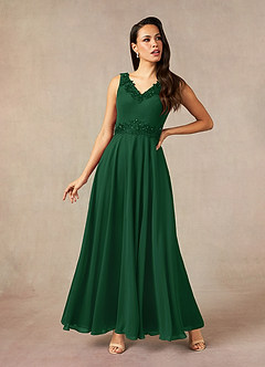 Azazie Devana Mother of the Bride Dresses Dark Green A-Line Sequins Chiffon Dress image3