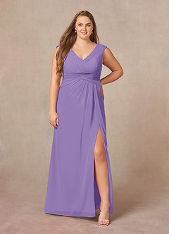 Azazie Sally Mother of the Bride Dresses Tahiti A-Line V-Neck Pleated Chiffon Dress image6