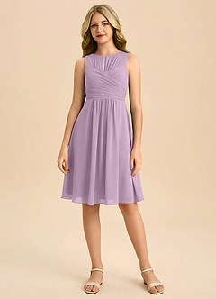 Azazie Skyla Junior Linia A Pofałdowany Szyfon Mini Młodsza druhna Sukienka image3