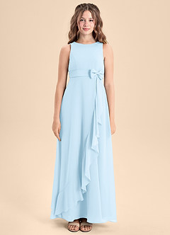 Azazie Lilenne Junior Sky Blue A-Line Bow Chiffon Dress image5