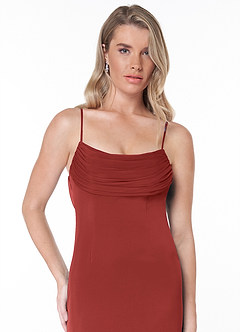 Azazie Chantal Final Sale Fuchsia A-Line Pleated Mesh Dress image6