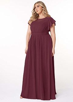 Azazie Daphne Modest Bridesmaid Dresses A-Line Ruffled Chiffon Floor-Length Dress image9