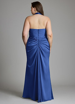 Azazie Destiny Bridesmaid Dresses Royal Blue Mermaid Sweetheart Neckline Stretch Satin Dress image9