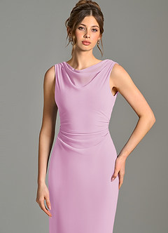 Azazie Kieryn Bridesmaid Dresses Candy Pink Mermaid Pleated Chiffon Dress image6