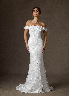 Azazie Olessia Abiti da Sposa Abito Sirena in Pizzo Bianco Diamante image1