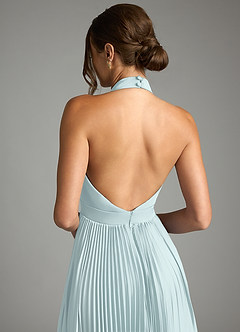 Azazie Zienna 신부 들러리 드레스 A라인 주름진 스트레치 새틴 바닥 길이 드레스 image7