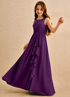 Azazie Chibi Girls Formal Robe Demoiselle D'honneur Fillette Robe Trapèze en Mousseline de soie Plissée Grain De Raisin image5
