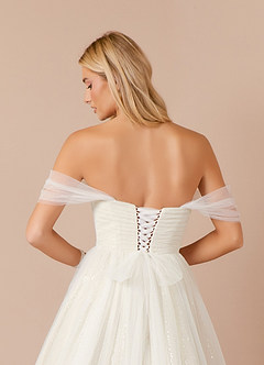 Azazie Maia Wedding Dresses Diamond White Cream A-Line Off the Shoulder Tulle Dress image5