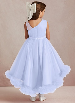 Azazie Lottie Flower Girl Dresses Lavender A-Line One Shoulder Satin Dress image3