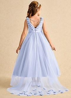 Azazie Lorita Robe Demoiselle D'honneur Fillette Robe Trapèze en Tulle Perlé Lavande image1