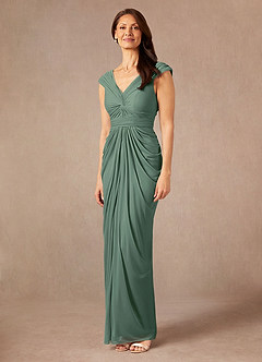 Azazie Lisolette Mère de la mariée Robes Robe Fourreau en Maille Plissée Eucalyptus image4