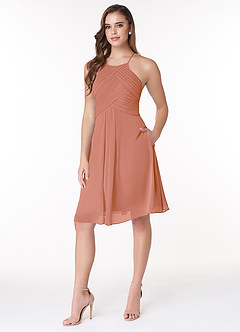 Azazie Adriana Final Sale Wisteria A-Line Pleated Chiffon Dress image3