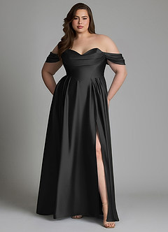 Azazie Loisa Brudtärnklänningar Klänning av A-linje i Stretch Satin Off the shoulder Svart image10
