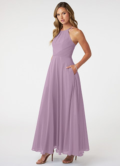 Azazie Melinda Bridesmaid Dresses A-Line Pleated Chiffon Floor-Length Dress image3