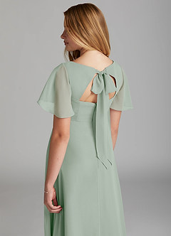 Azazie Kimber Junior A-Linie Plissee Chiffon Kleid Agave image4