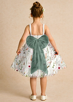 Azazie Peppa Flower Girl Dresses Ivory Eucalyptus A-Line Sweetheart Neckline Tulle Dress image2