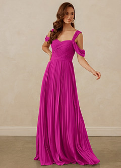 Christian Siriano Bridal for Azazie 1013 Bridesmaid Dresses Fuchsia A-Line Off the Shoulder Chiffon Dress image7