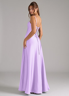 Azazie Valentine Bridesmaid Dresses Lilac A-Line Corset Stretch Satin Dress image2