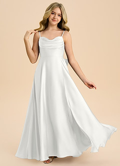 Azazie Bear Junior White A-Line Sweetheart Neckline Stretch Satin Dress image1