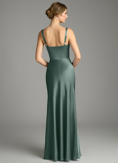 Azazie Alouette Bridesmaid Dresses Sea Moss Mermaid Pleated Stretch Satin Dress image2