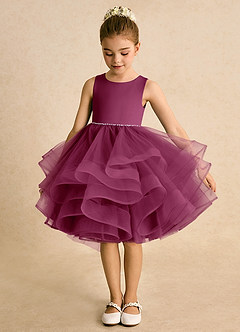 Azazie Tinie Flower Girl Dresses Mulberry Ball-Gown Bow Tulle Dress image5