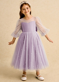 Azazie Trudy Flower Girl Dresses Wisteria Ball-Gown Sweetheart Neckline Tulle Dress image3