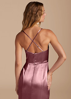 Azazie Marzia Bridesmaid Dresses Vintage Mauve Mermaid Pleated Metallic Satin Dress image7