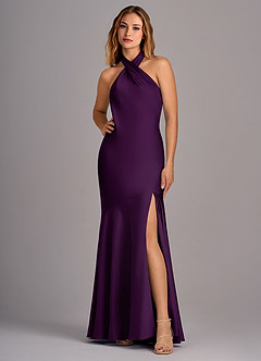 Azazie Lorena Robes de demoiselle d'honneur Robe Sirène en Satin extensible Plissée Grain De Raisin image7