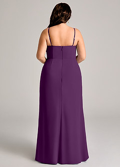 Azazie Maci Bridesmaid Dresses Grape Sheath Pleated Chiffon Dress image9