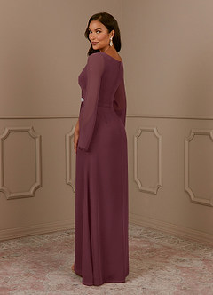 Azazie Belinda Mother of the Bride Dresses Sangria A-Line V-Neck Pleated Chiffon Dress image4