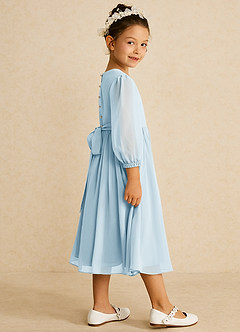 Azazie Lolo Flower Girl Dresses Sky Blue A-Line with Sleeves Chiffon Dress image4