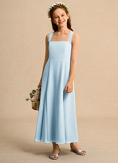 Azazie Tater Junior Formal vestidos de niña de las flores Vestido de Azul Cielo de Gasa de Corte En A con Plisado image1