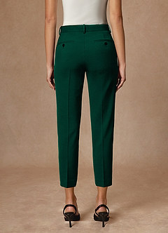 front Whitney Emerald Structured Stretch Cropped Dress Pants