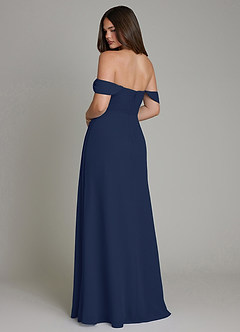 Azazie Ezria Bridesmaid Dresses Dark Navy A-Line Off the Shoulder Chiffon Dress image6
