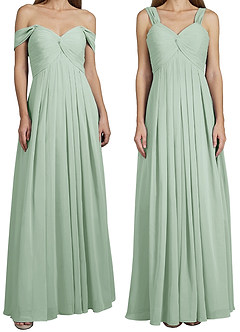 Azazie Kaitlynn Vestidos de damas de honor Vestido de Agave de Gasa de Imperio Convertible con Fruncido image8