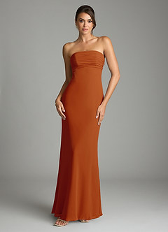 Azazie Saylor Vestidos de damas de honor Vestido de Pimenton de Gasa de Corte Sirena con Sin tirantes image3