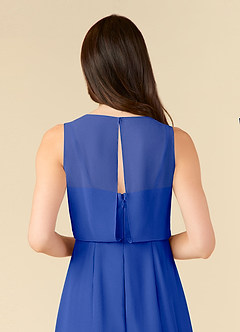 Azazie Marchioness Mother of the Bride Dresses Royal Blue A-Line Scoop Pleated Chiffon Dress image6