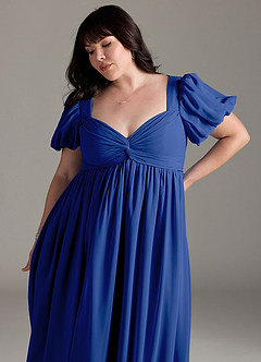 Azazie Madisynn Maternity Bridesmaid Dresses Bow Chiffon Floor-Length Dress image9