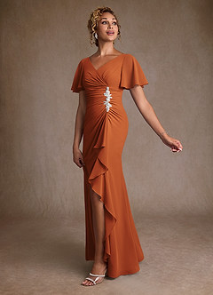 Azazie Suffolk Mother of the Bride Dresses Cinnamon A-Line Pleated Chiffon Dress image2