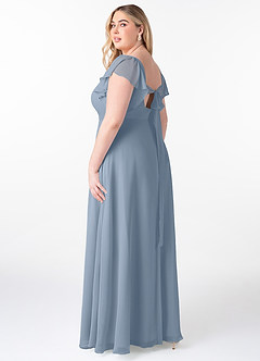 Azazie Syenna Bridesmaid Dresses Dusty Blue A-Line Ruched Chiffon Dress image9