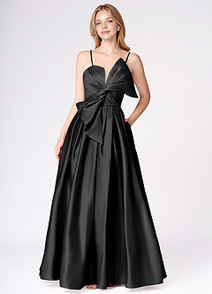 Miebow Black Strapless Illusion V-Neck Gown image7