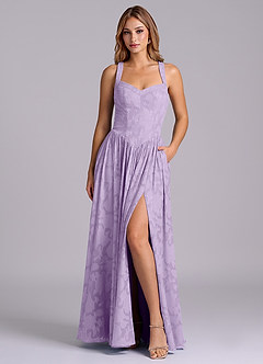 Azazie Francis Brautjungfernkleider A-Linie Korsett Blumen-Burnout Kleid Flieder image1